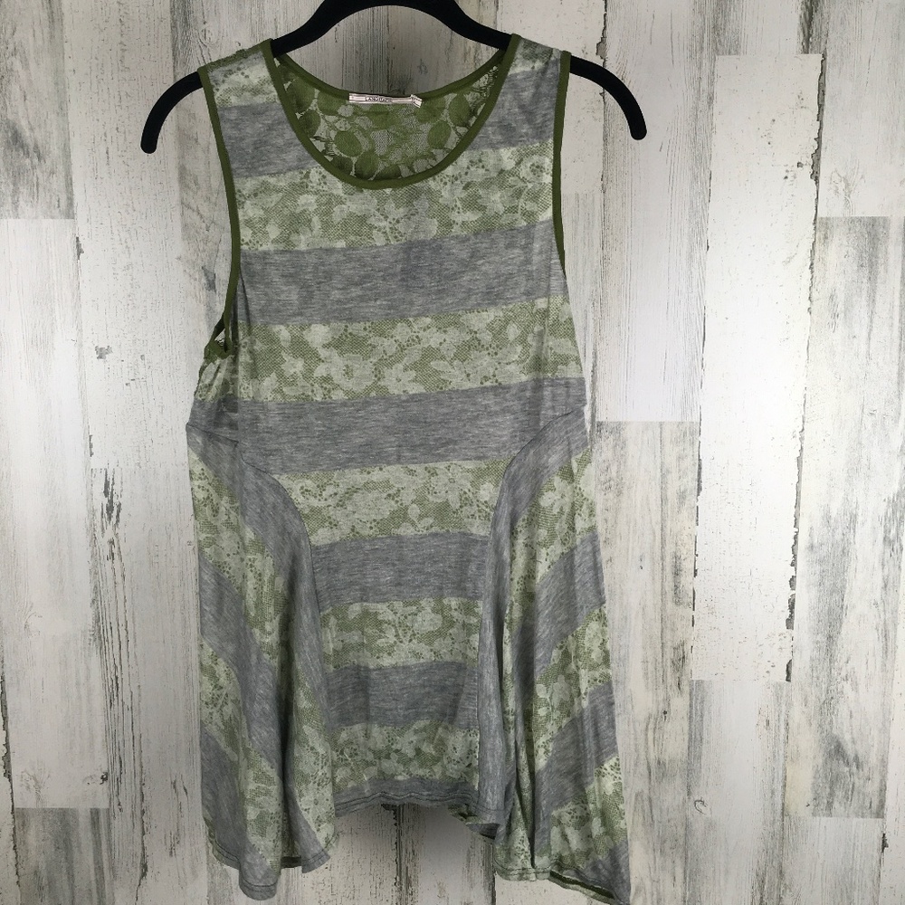 Language, Size L Green and Grey Tank NWT